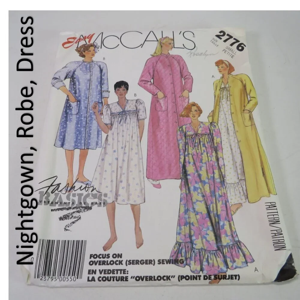 McCall's 2776 sewing pattern  EASY Robe, nightgown Small Petite